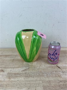 Vintage green and yellow vase