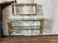 Metal Leaf Filigree Buffet w/Hanging Hutch Top