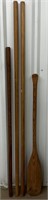 Wooden Oar and Three Large Wooden Dowels