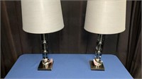Pair, Decorative Gray Lucite Table Lamps