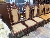 3 hand carved chairs