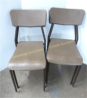 4 Brown Stacking Chairs
