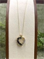 Sapphire Heart Pendant w/ 18" Sterling Necklace