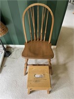 Spindle Back Chair & Stool Lot
