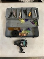 Vintage Tackle box w/ Lures and Sears Roebuck Reel