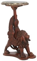 Carved Walnut Winged Griffin Plant Stand