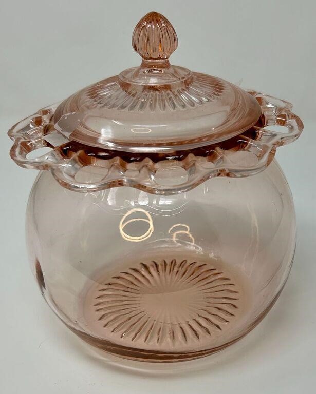 Open Lace Covered Cookie Jar