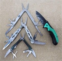 (3) Multi Tools & Master USA Folding Clip On Knife