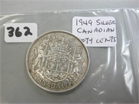 1949 Silver Canadian Fifty Cents Coin