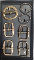 Lot Of (7) Brass Belt Buckles Made In Italy.3W3G4