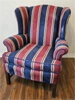 Red & Blue w/ Golds Striped Wingback Armchair