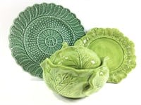 Cabbage Cookie Jar w Matching Plates