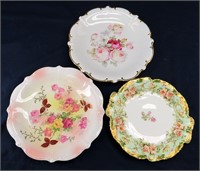 Limoges (3) Hand Painted Victorian Plates