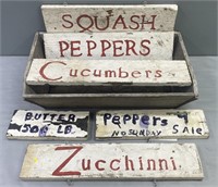 Wood Vegetable Signs Lot Collection