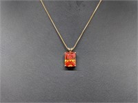 Vermeil/.925 Sterling Silver Orange Pendant & Chai