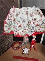 Vintage Christmas apron, elf hugger, tree topper,