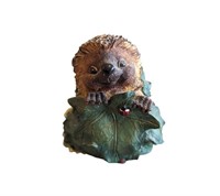 Hedgehog Holding Leaf Figure