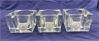 3 Heavy Glass Candle/Votive Holders