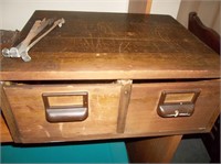 Antique Walnut Library Card File Box