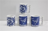 4pc Nancy Getz Dragon & Heron Mugs 4"