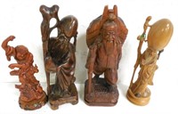 Lot of 4 Hand Carved Figurines Asian