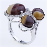 Triple Round Mookaite Ring Size 7.5