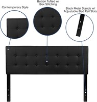 Upholstered Queen Size Headboard in Black Vinyl