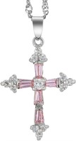 Gold-pl. 1.00ct Pink & White Topaz Necklace