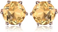 Rose Goldpl Round 0.90ct Natural Citrine Earrings