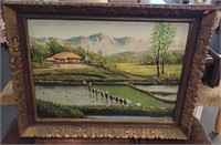 Antiques Oil On Canvas Painting Signed Lee J