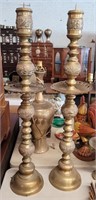 Pair of Tall Brass Candlesticks 37 Inches Tall