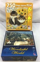 D1) TWO PUZZLES, 750 PIECES EACH, ONE IS MISSING