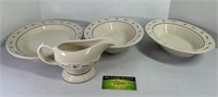 Longaberger Pottery Creamer and 3 Bowls