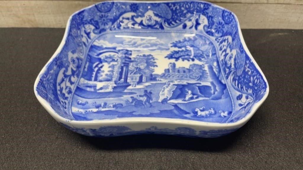 Vintage Copeland Spode Blue & White Square Serving