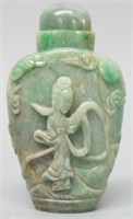 CHINESE CARVED HARD STONE SNUFF BOTTLE