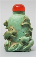 SMALL CARVED TURQUOISE SNUFF BOTTLE