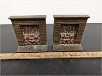 (2) Antique Cast Bronze Fireplace Bookends