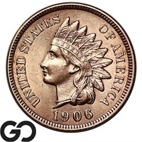 1906 Indian Head Cent, Lustrous Near Gem BU