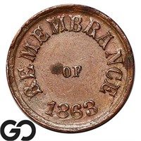 1863 Civil War Token, "Remembrance of Our Country"