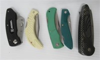 (5) Folding knives Made by Trophy, Jobsmart, etc.