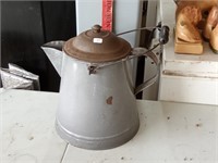 Antique gray granite coffee pot