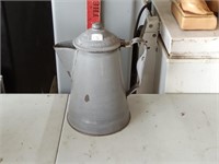 Antique gray granite coffee pot