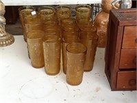 group of Tiara amber drinking glasses -