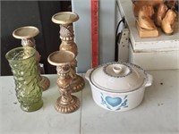 candle stands,vase & casserole