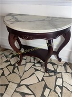 Rose carved marble top d shaped foyer table