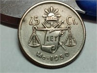 OF) 1950 Mexico silver 25 centavos