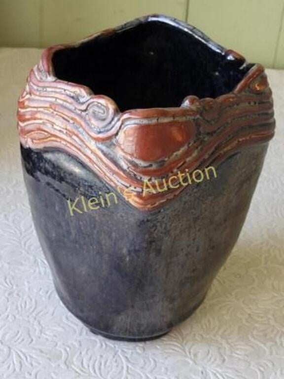 vtg studio pottery vase artist signed 7 1/2"