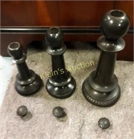 Brushed Bronze Gradated Candlesticks W/Toppers