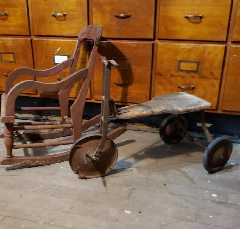 ANTIQUE CHILD ROCKER & TRIKE