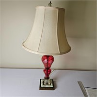 Ruby Red Etched Glass Lamp